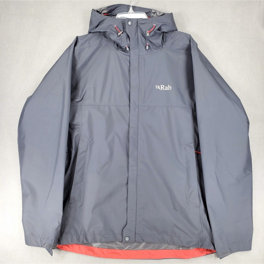 Rab‎ Mens Downpour Eco Waterproof Jacket Mens XL Orion Gray Lightweight Outdoor